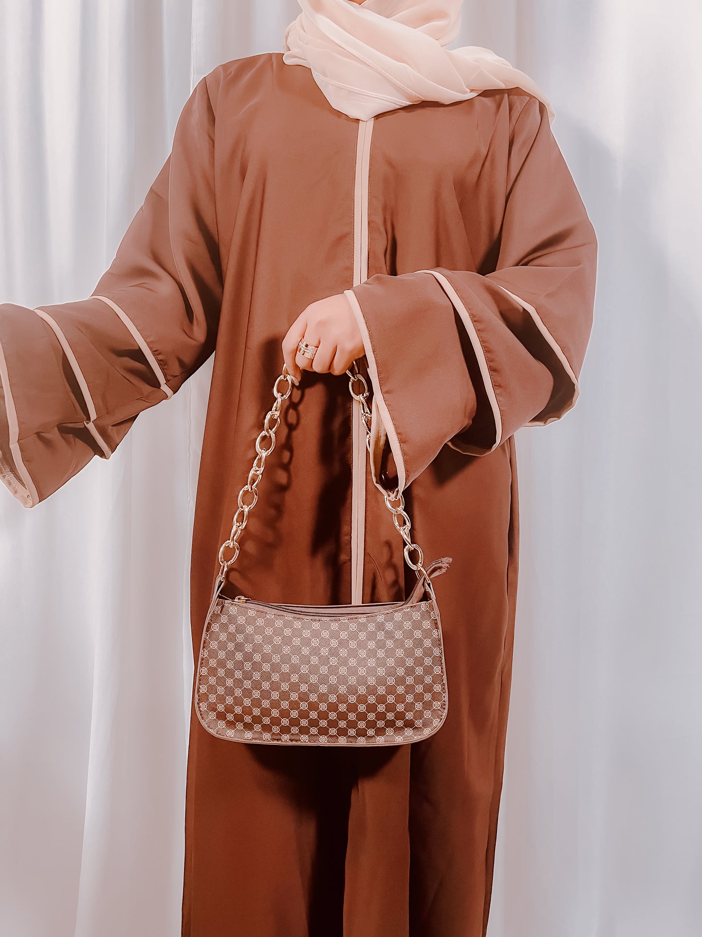 Bell sleeve Abaya with piping work