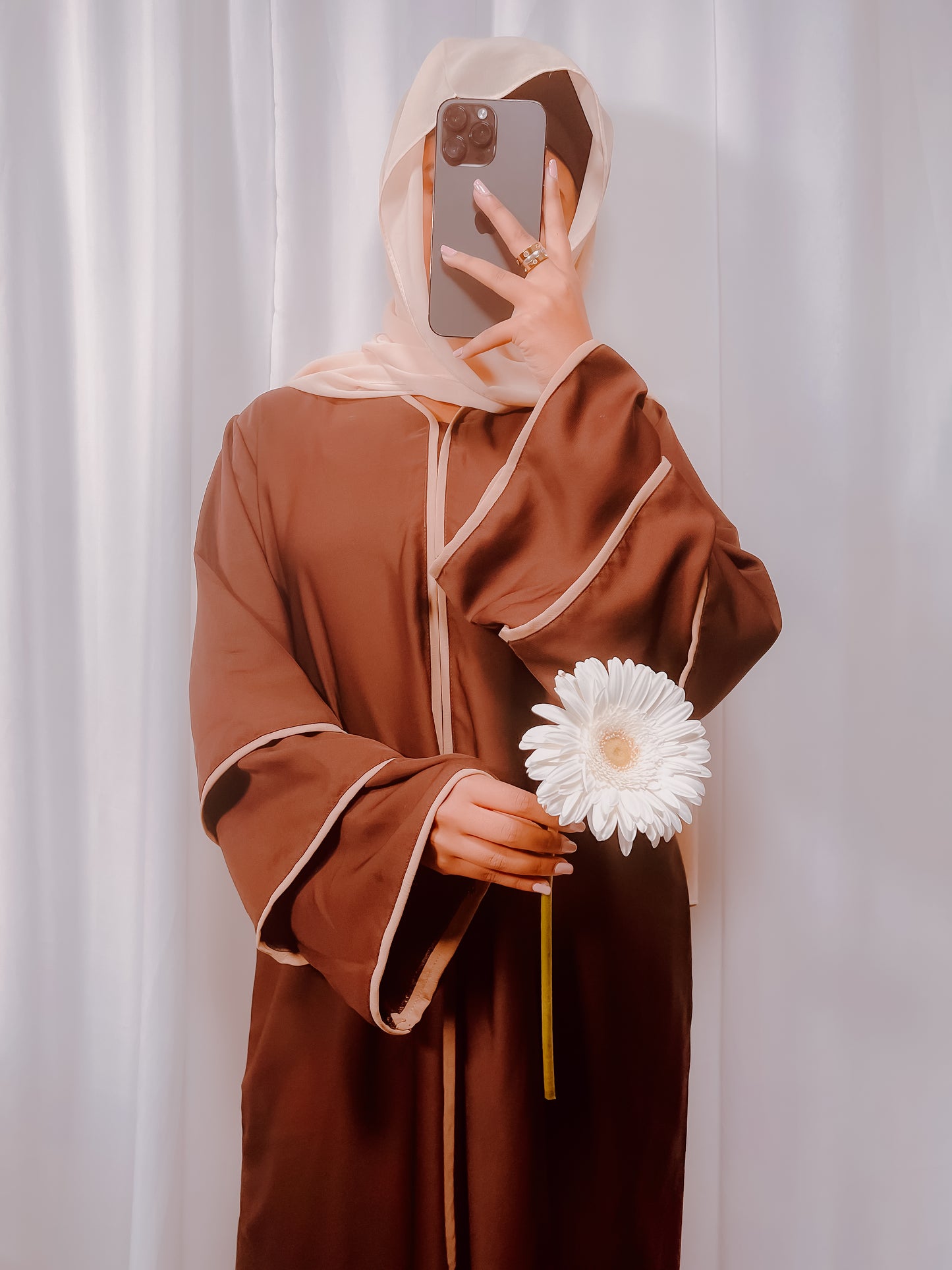 Bell sleeve Abaya with piping work