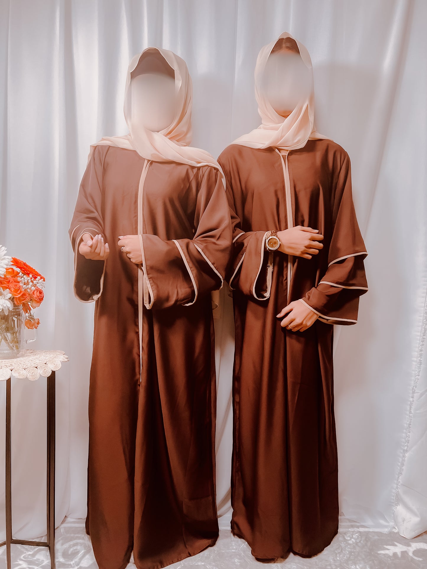 Bell sleeve Abaya with piping work
