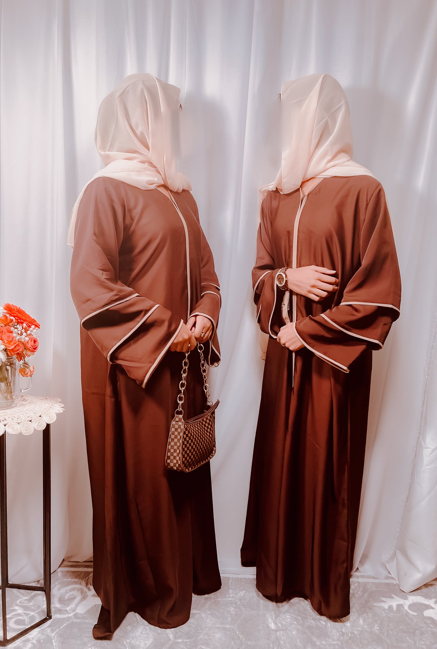 Bell sleeve Abaya with piping work