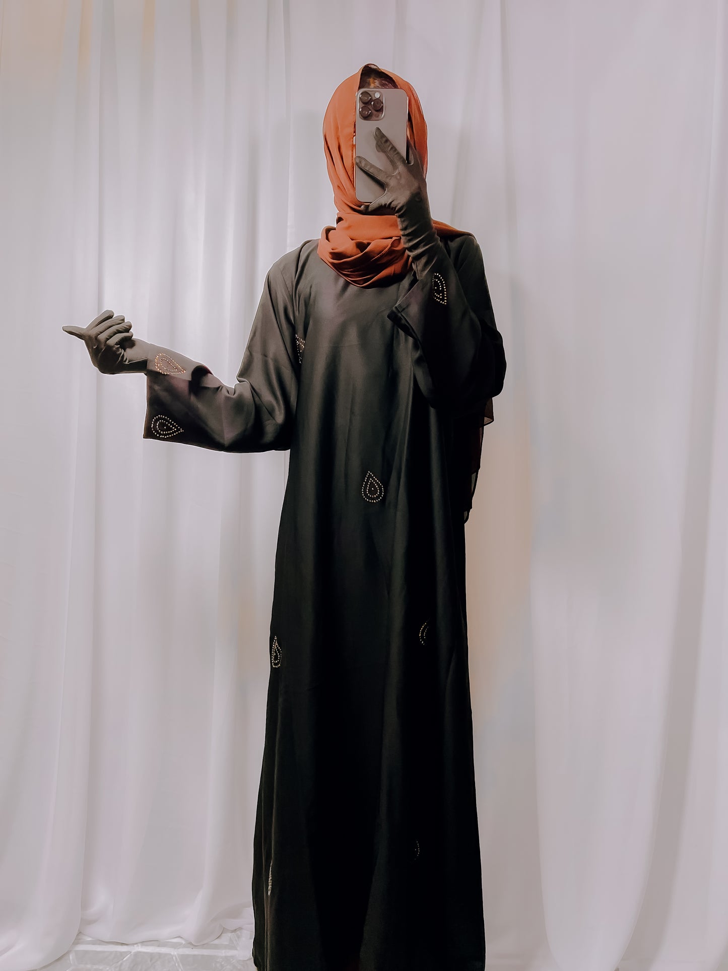 Abaya with golden stone work